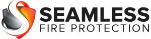 Logo of Seamless Fire Protection featuring a stylized S with gradients of silver and orange, next to the text Seamless Fire Protection in bold black letters.