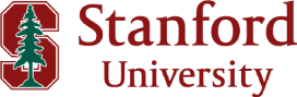 Logo of Stanford University featuring a stylized letter S with a green tree in the center, followed by the words Stanford University in red text.